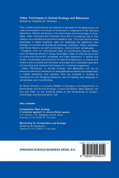 Produktbild: Video Techniques in Animal Ecology and Behaviour