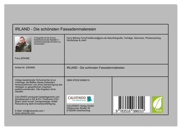 Produktbild: IRLAND - Die sch&ouml;nsten Fassadenmalereien (Tischkalender 2026 DIN A5 quer), CALVENDO Monatskalender