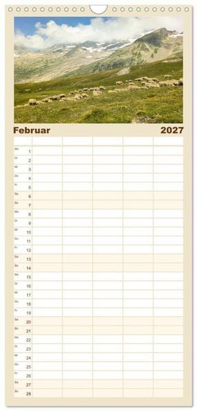Produktbild: Familienplaner 2027 - TMB - Mont Blanc mit 5 Spalten (Wandkalender, 21 x 45 cm) CALVENDO
