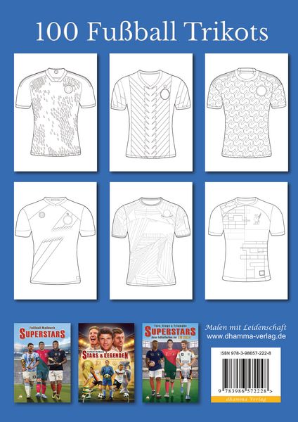 Produktbild: Fu&szlig;ball-Malbuch Trikot-Designer f&uuml;r Kinder ab 6 Jahren mit 100 Motiven zum Ausmalen