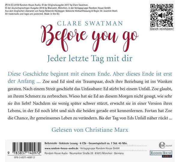 Produktbild: Swatman, C: Before you go - Jeder letzte Tag mit dir