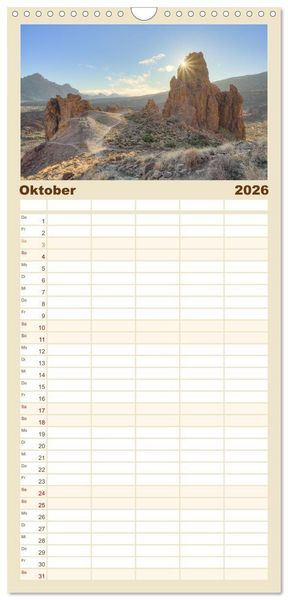Produktbild: Familienplaner 2026 - Faszination Teneriffa mit 5 Spalten (Wandkalender, 21 x 45 cm) CALVENDO