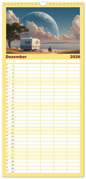 Produktbild: Familienplaner 2026 - Caravanesque mit 5 Spalten (Wandkalender, 21 x 45 cm) CALVENDO