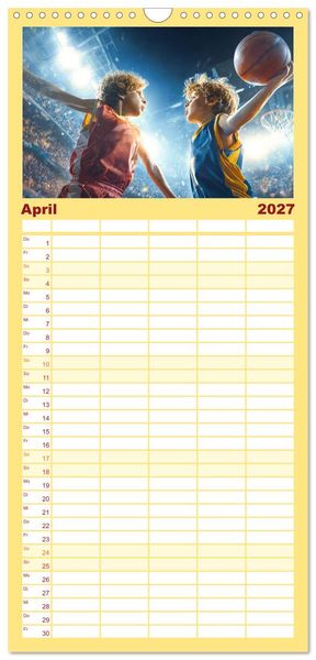 Produktbild: Familienplaner 2027 - Basketball - Kids in Action mit 5 Spalten (Wandkalender, 21 x 45 cm) CALVENDO
