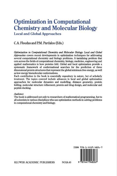 Produktbild: Optimization in Computational Chemistry and Molecular Biology