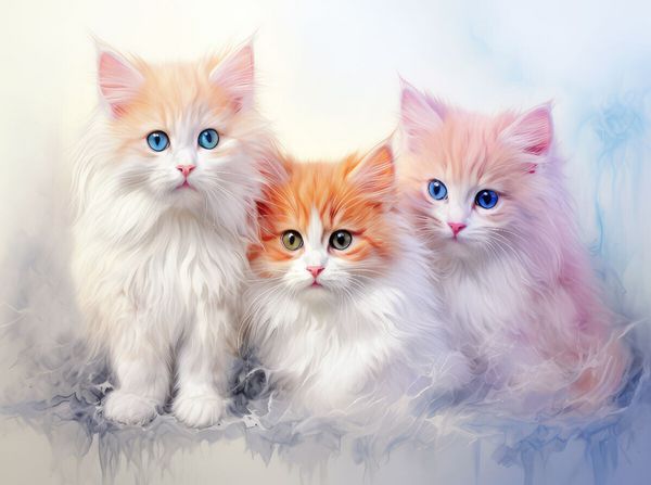 Produktbild: CALVENDO Puzzle Katzen im Pastellstil | 2000 Teile Lege-Gr&ouml;&szlig;e 90x67cm Foto-Puzzle f&uuml;r gl&uuml;ckliche Stunden