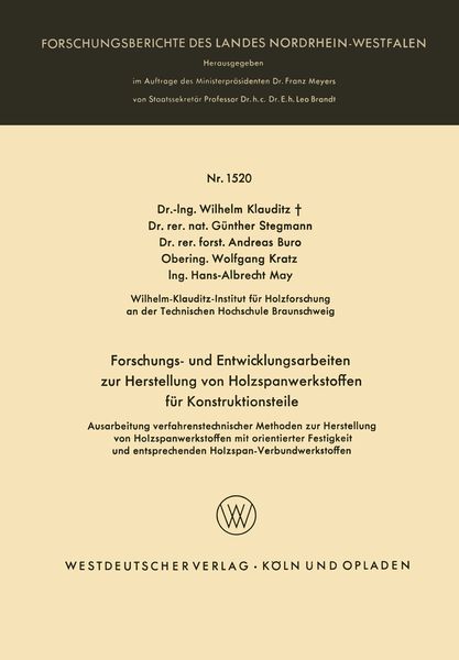 Produktbild: Forschungs- und Entwicklungsarbeiten zur Herstellung von Holzspanwerkstoffen f&uuml;r Konstruktionsteile