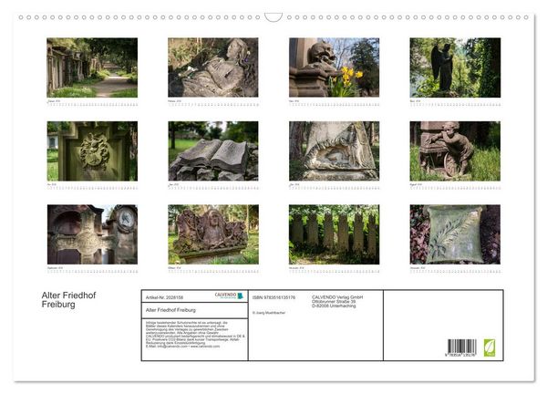 Produktbild: Alter Friedhof Freiburg (Wandkalender 2026 DIN A2 quer), CALVENDO Monatskalender