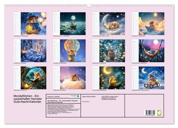 Produktbild: Mondpf&ouml;tchen - Ein zauberhafter Hamster Gute-Nacht-Kalender (Wandkalender 2027 DIN A2 quer), CALVENDO Monatskalender