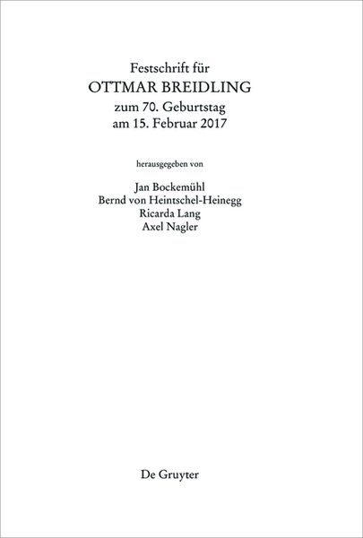 Festschrift für Ottmar Breidling zum 70. Geburtstag am 15. Februar 2017