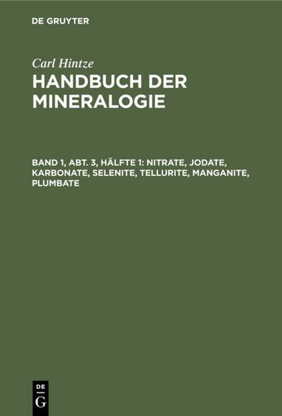 Produktbild: Nitrate, Jodate, Karbonate, Selenite, Tellurite, Manganite, Plumbate
