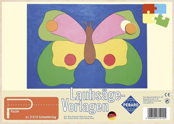 Produktbild: PEBARO 312/1S - Laubs&auml;gevorlage Schmetterling, 1 Platte, Gr&ouml;&szlig;e DIN A4