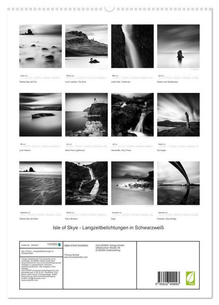 Produktbild: Isle of Skye - Langzeitbelichtungen in Schwarzwei&szlig; (hochwertiger Premium Wandkalender 2026 DIN A2 hoch), Kunstdruck in Hochglanz