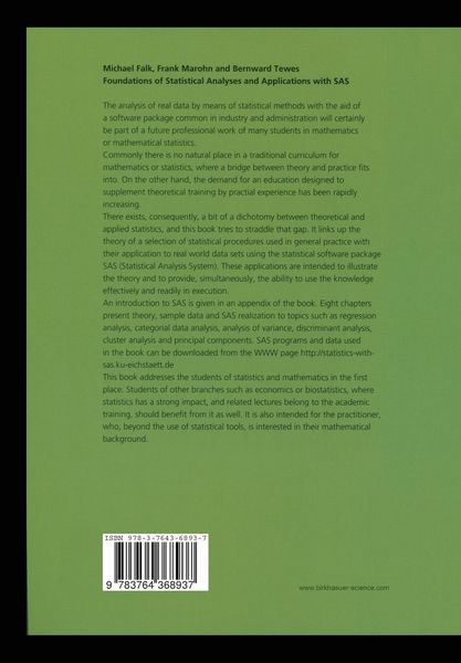Produktbild: Foundations of Statistical Analyses and Applications with SAS