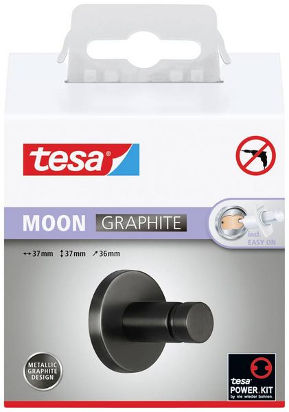 Produktbild: Tesa MOON GRAPHITE Handtuchhaken Klebstoff Metall