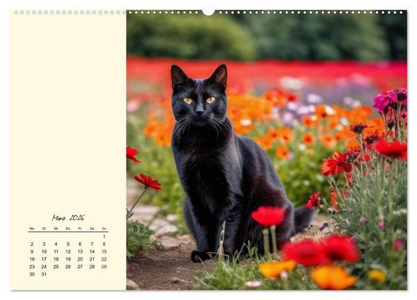 Produktbild: Samtpfoten im Bl&uuml;tenmeer (hochwertiger Premium Wandkalender 2026 DIN A2 quer), Kunstdruck in Hochglanz