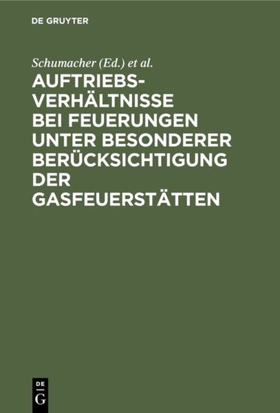 Produktbild: Auftriebsverh&auml;ltnisse bei Feuerungen unter besonderer Ber&uuml;cksichtigung der Gasfeuerst&auml;tten