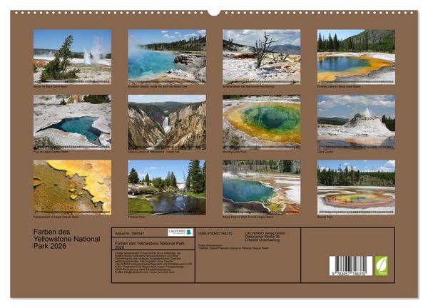 Produktbild: Farben des Yellowstone National Park 2026 (hochwertiger Premium Wandkalender 2026 DIN A2 quer), Kunstdruck in Hochglanz