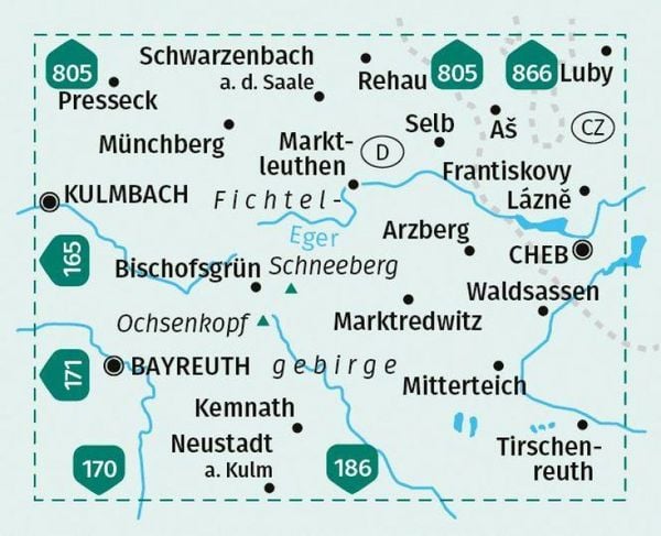 Produktbild: KOMPASS Wanderkarte 191 Fichtelgebirge, Bayreuth, Marktredwitz 1:50.000