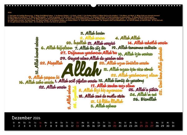 Produktbild: Sprachkalender T&uuml;rkisch-Deutsch (hochwertiger Premium Wandkalender 2026 DIN A2 quer), Kunstdruck in Hochglanz