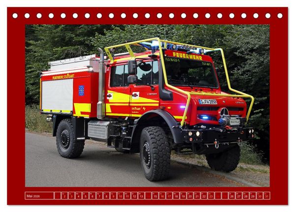 Produktbild: Unimog bei der Feuerwehr (Tischkalender 2026 DIN A5 quer), CALVENDO Monatskalender