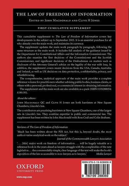 Produktbild: The Law of Freedom of Information