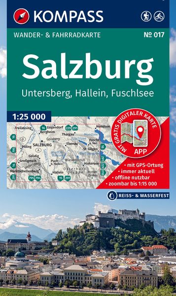 KOMPASS Wanderkarte 017 Salzburg, Untersberg, Hallein, Fuschlsee 1:25.000, Sonstige von , Kompass-Karten, 9783991542681