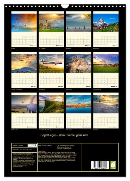 Produktbild: Segelfliegen - dem Himmel ganz nah (Wandkalender 2026 DIN A3 hoch), CALVENDO Monatskalender