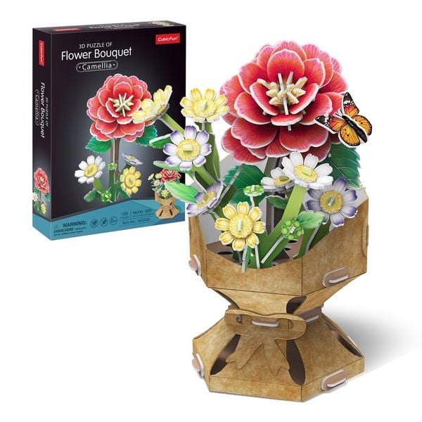 Produktbild: CUBICFUN - 3D Puzzle Blumentopf Kamelie 109 Teile