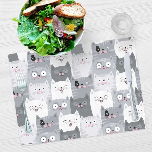 Produktbild: Tischsetmacher Tischset f&uuml;r Kinder Katzen-Konferenz, aus hochwertigem Vinyl , 44 x 32 cm