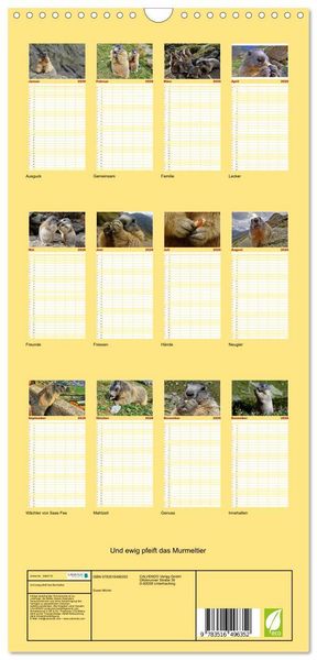 Produktbild: Familienplaner 2026 - Und ewig pfeift das Murmeltier mit 5 Spalten (Wandkalender, 21 x 45 cm) CALVENDO