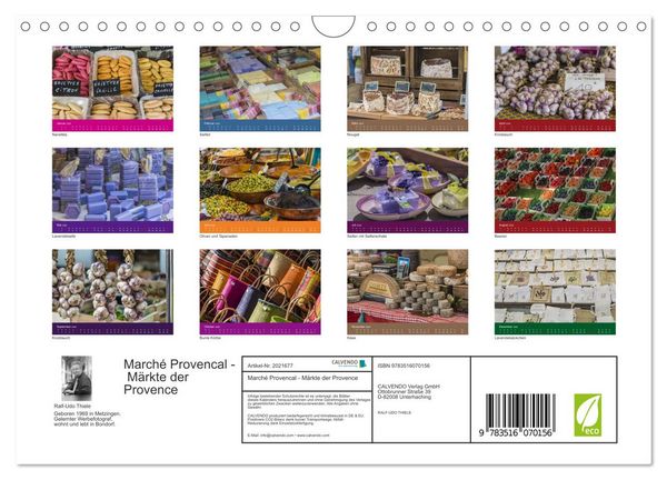Produktbild: March&eacute; Provencal - M&auml;rkte der Provence (Wandkalender 2026 DIN A4 quer), CALVENDO Monatskalender