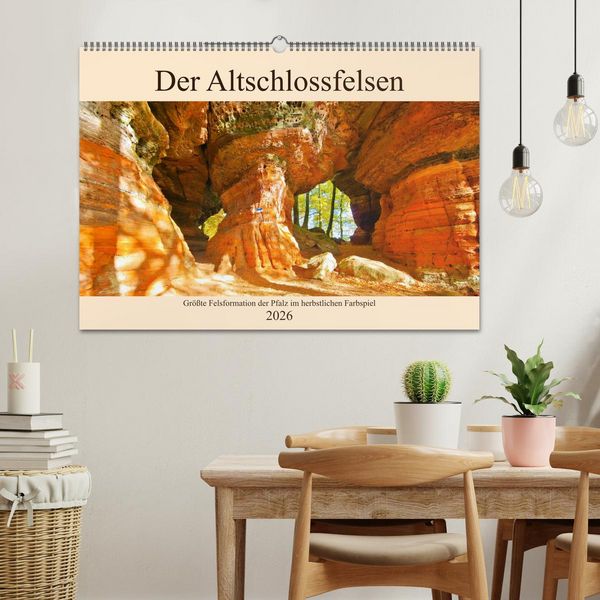Produktbild: Der Altschlossfelsen - Gr&ouml;&szlig;te Felsformation der Pfalz im herbstlichen Farbspiel (Wandkalender 2026 DIN A2 quer), CALVENDO Monatskalender