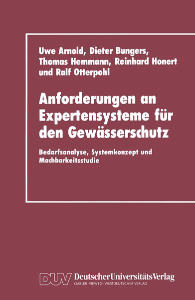 Produktbild: Anforderungen an Expertensysteme f&uuml;r den Gew&auml;sserschutz