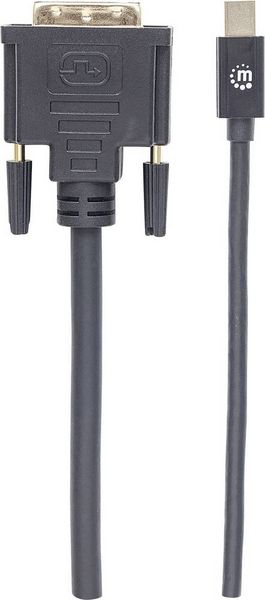 Produktbild: Manhattan Mini-DisplayPort / DVI Adapterkabel Mini DisplayPort Stecker, DVI-D 24+1pol. Stecker 1.80m Schwarz 152150 Folienschirm
