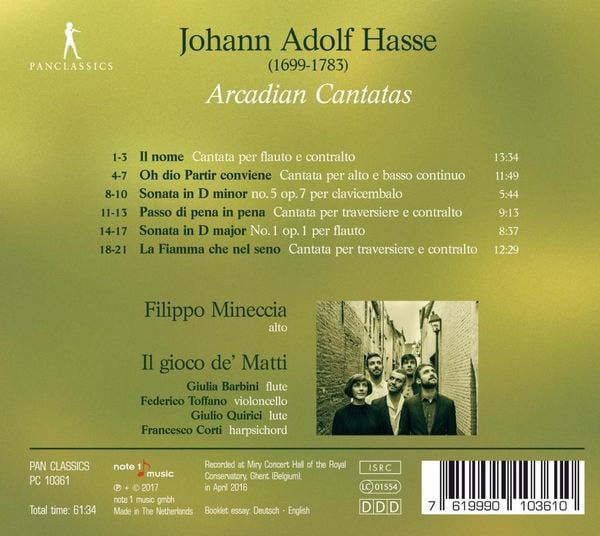Produktbild: Hasse: Arcadia Cantatas