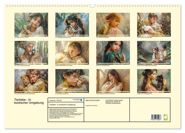 Produktbild: Tierliebe - In exotischer Umgebung (Wandkalender 2026 DIN A2 quer), CALVENDO Monatskalender