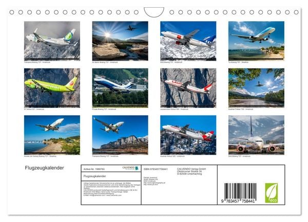 Produktbild: Flugzeugkalender (Wandkalender 2026 DIN A4 quer), CALVENDO Monatskalender