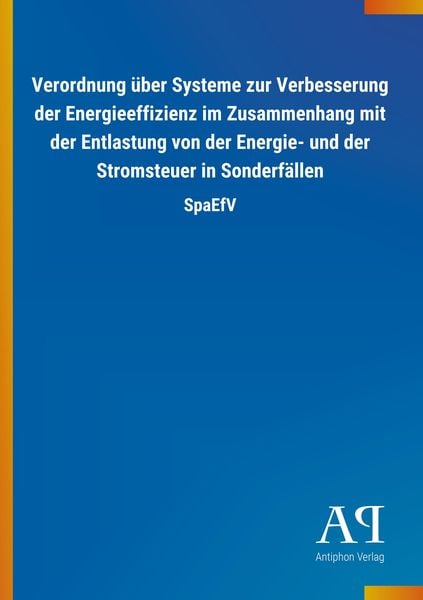Produktbild: Verordnung &uuml;ber Systeme zur Verbesserung der Energieeffizien