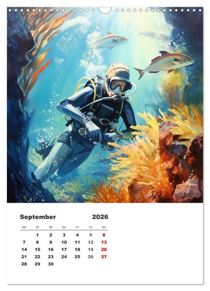 Produktbild: Tauchen im ewigen Blau. Eine Aquarell-Reise in die Tiefen der Meere (Wandkalender 2026 DIN A3 hoch), CALVENDO Monatskalender
