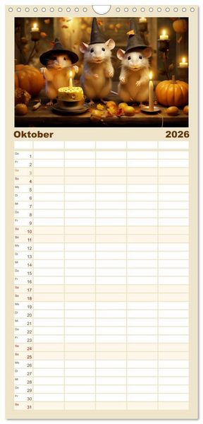 Produktbild: Familienplaner 2026 - Ein Jahr im Leben von Familie Maus mit 5 Spalten (Wandkalender, 21 x 45 cm) CALVENDO