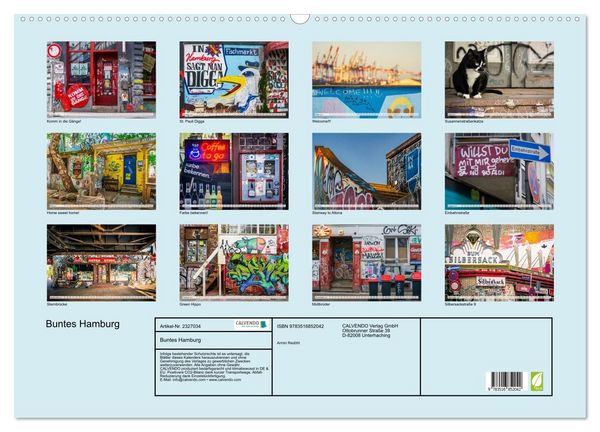 Produktbild: Buntes Hamburg (Wandkalender 2027 DIN A2 quer), CALVENDO Monatskalender