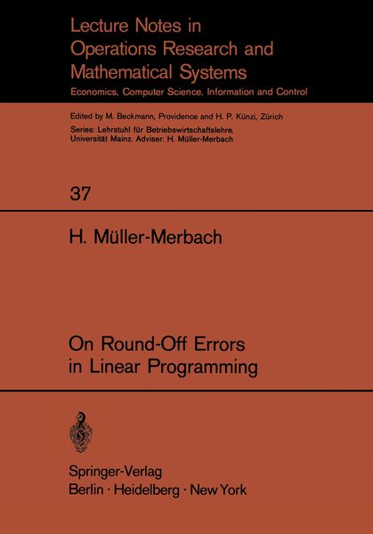 Produktbild: On Round-Off Errors in Linear Programming