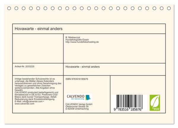 Produktbild: Hovawarte - einmal anders (Tischkalender 2026 DIN A5 quer), CALVENDO Monatskalender