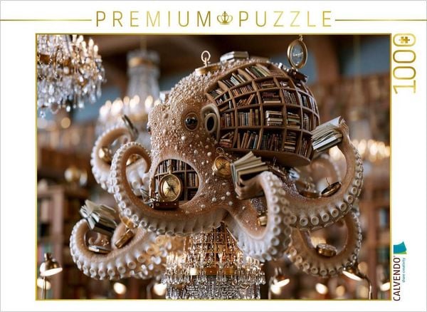 CALVENDO Puzzle Bücherregaloktopus | 1000 Teile Lege-Größe 64x48cm Foto-Puzzle für glückliche Stunden
