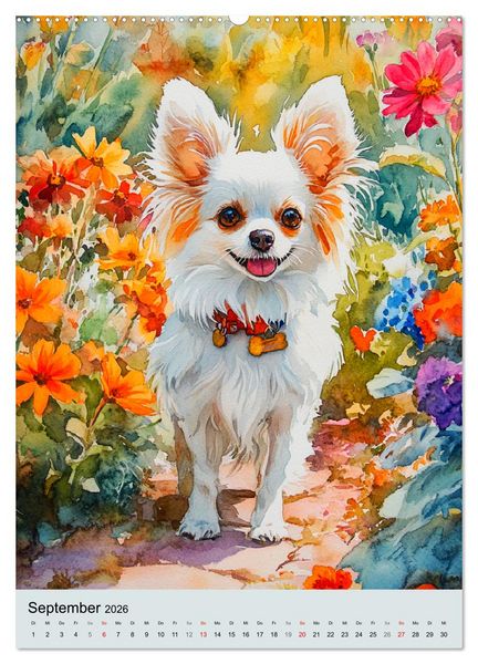 Produktbild: Bezaubernde Hunde. Unsere Freunde im lieblichen Aquarell-Stil (Wandkalender 2026 DIN A2 hoch), CALVENDO Monatskalender