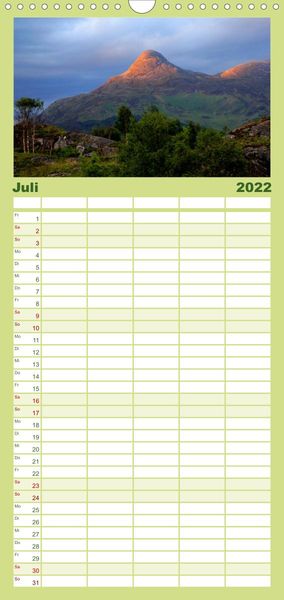 Produktbild: Familienplaner Western Highlands - Schottland (Wandkalender 2022 , 21 cm x 45 cm, hoch)