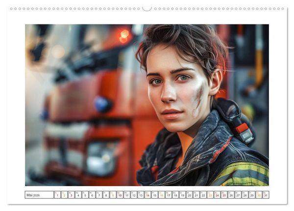 Produktbild: Helden im Einsatz - M&auml;nner und Frauen im Feuerwehrdienst (Wandkalender 2026 DIN A2 quer), CALVENDO Monatskalender