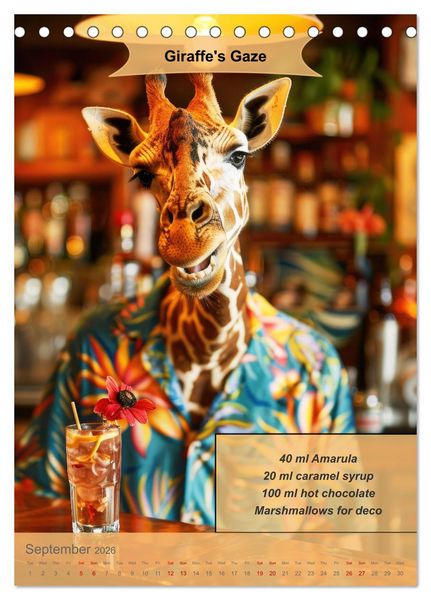 Produktbild: Animal cocktail creations for bartenders (Desk Calendar 2026 DIN A5 portrait), CALVENDO 12 Month DeskCalendar