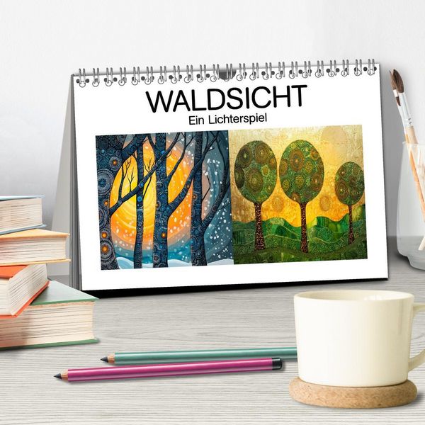 Produktbild: Waldsicht - Ein Lichterspiel (Tischkalender 2026 DIN A5 quer), CALVENDO Monatskalender